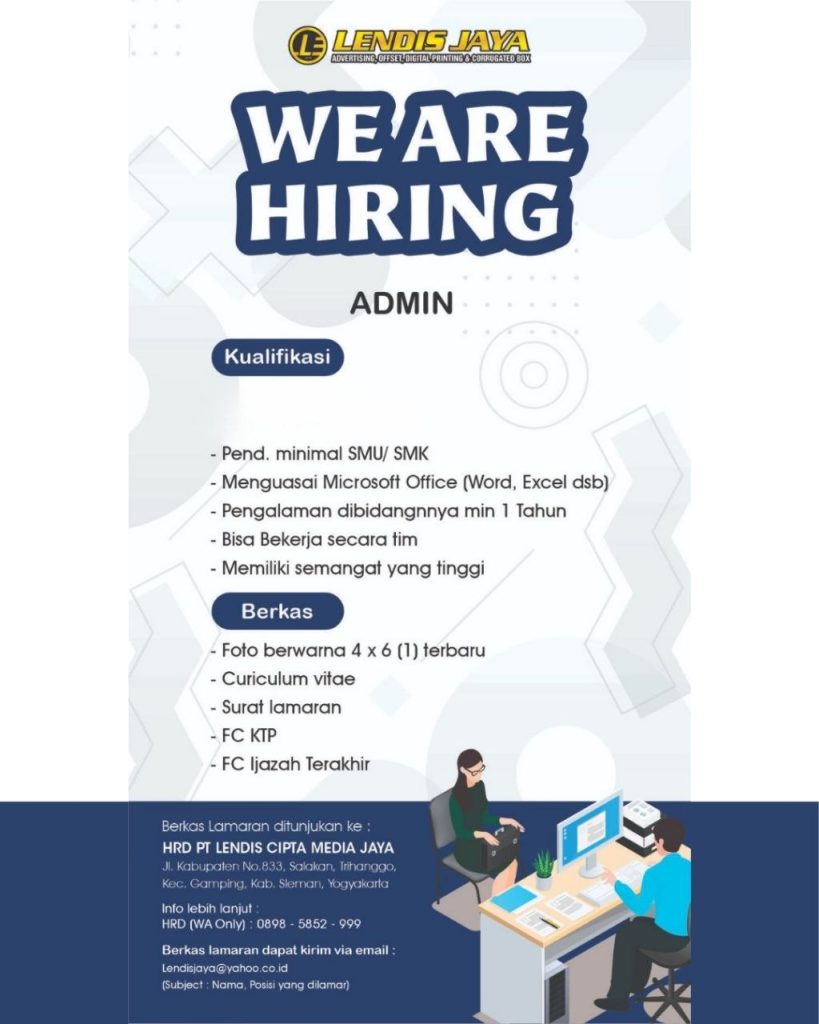 Poster lowongan PT Lendis Cipta Media Jaya