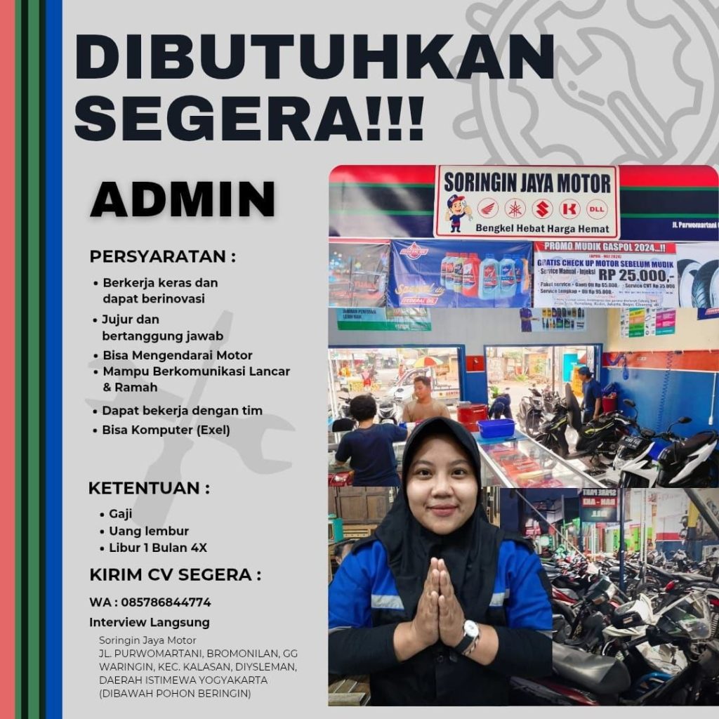 Poster lowongan Soringin Jaya Motor