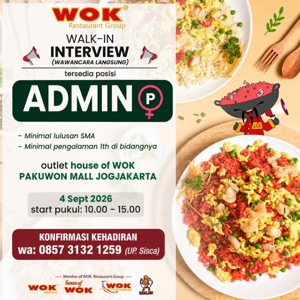 Poster lowongan WOK Restaurant Group