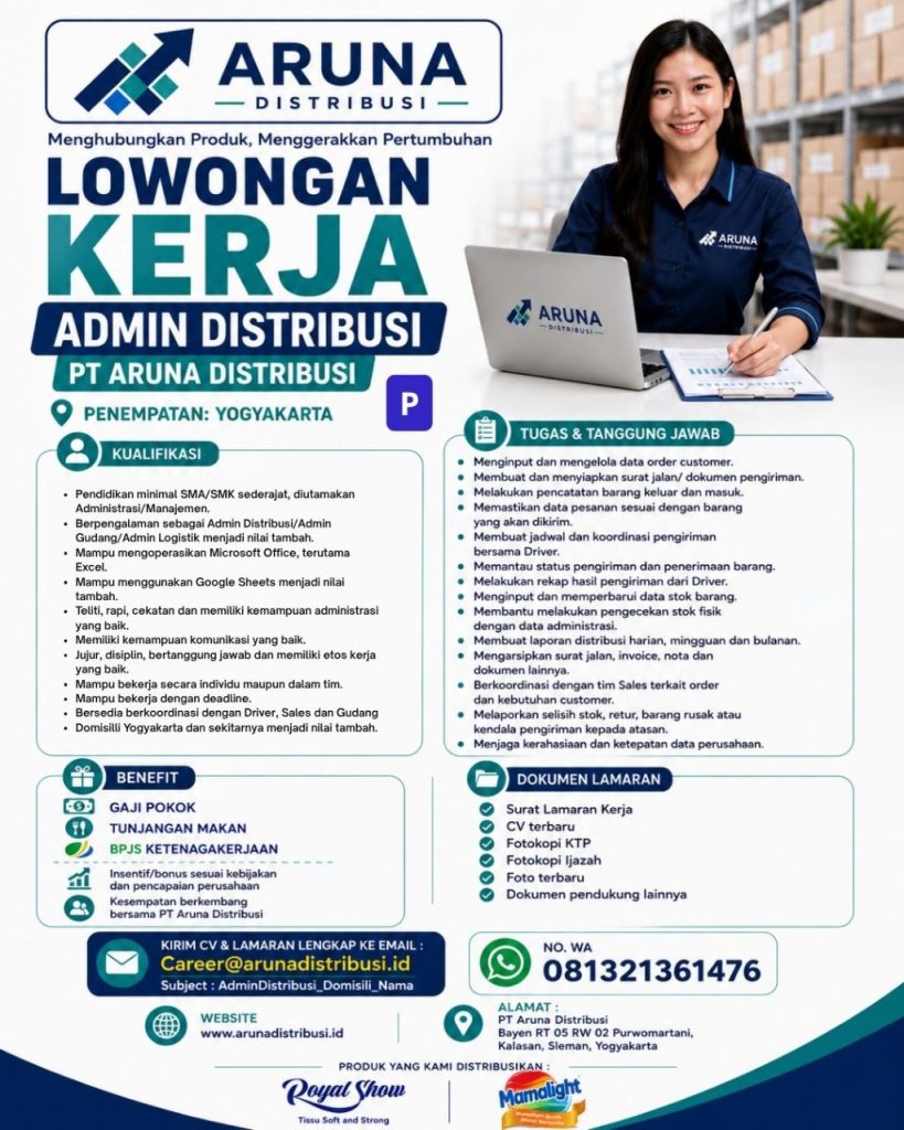 Poster lowongan PT Aruna Distribusi
