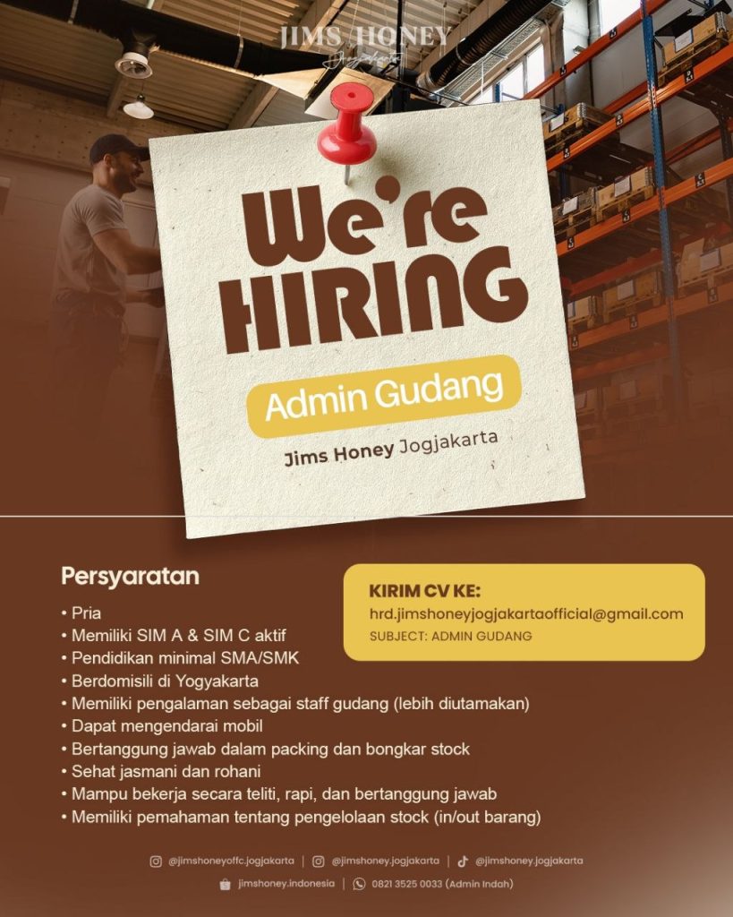 Poster lowongan Jims Honey