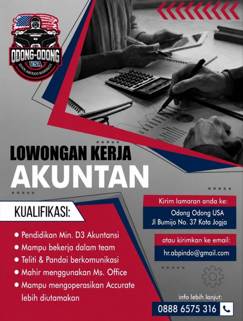 Poster lowongan Odong Odong USA
