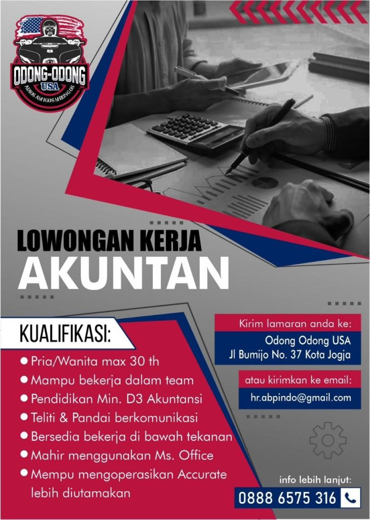 Poster lowongan Odong Odong USA
