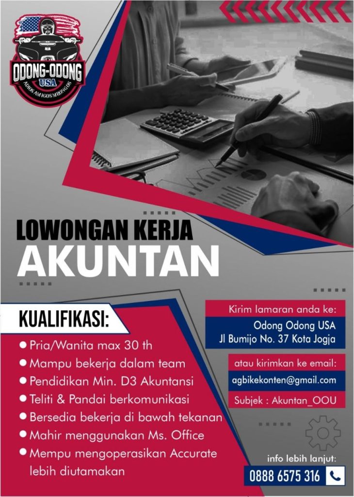 Poster lowongan Odong Odong USA