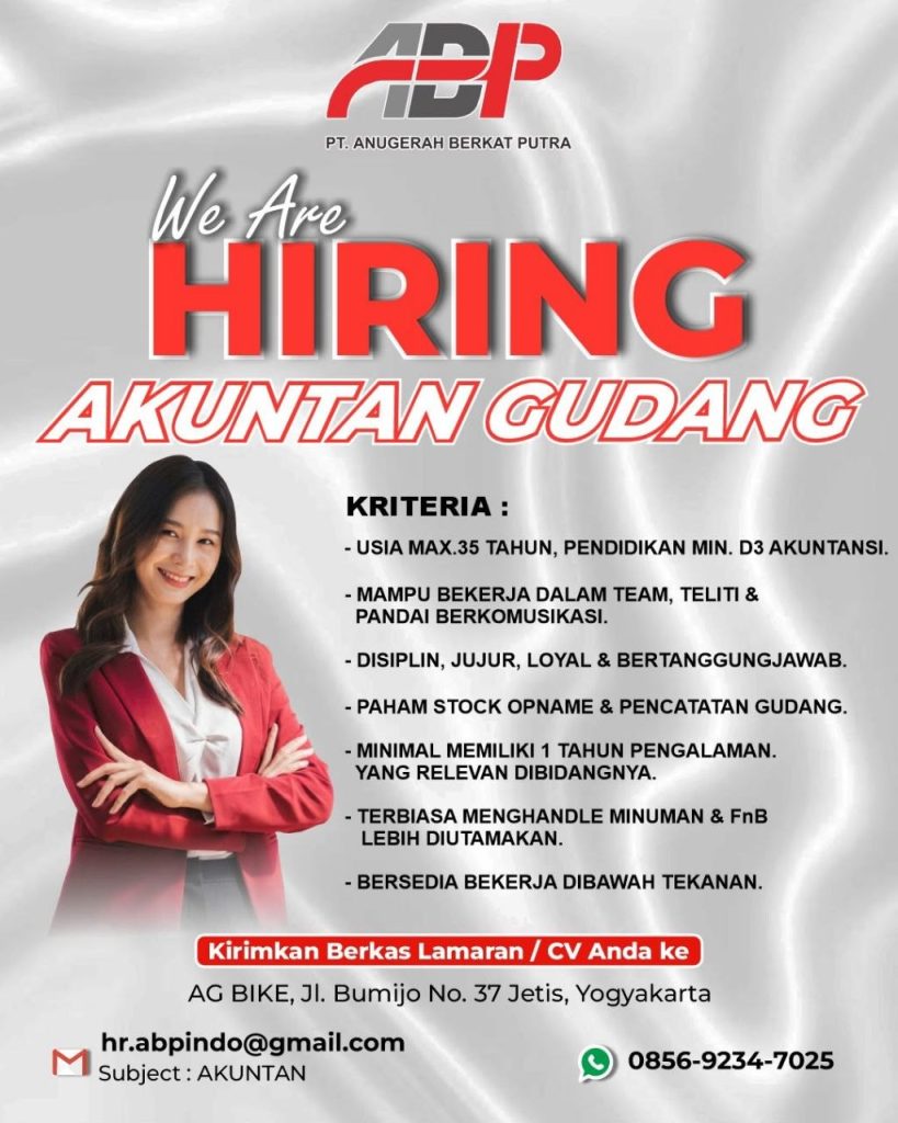Poster lowongan PT. Anugerah Berkat Putra