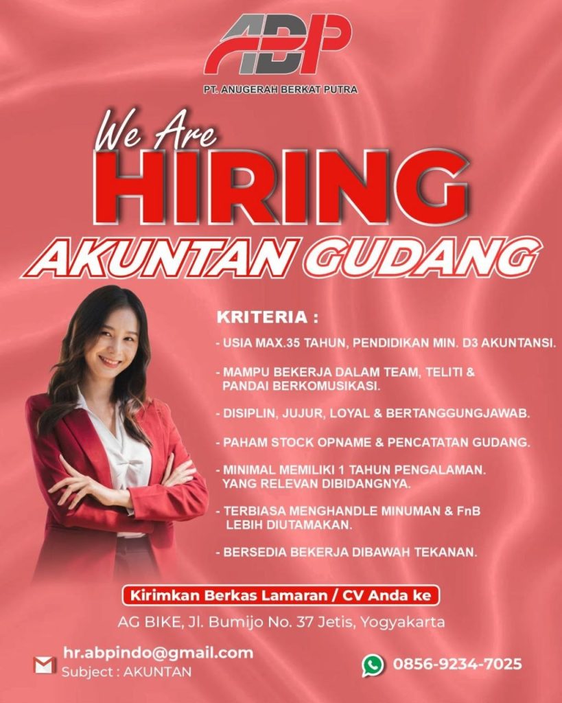 Poster lowongan PT. Anugerah Berkat Putra