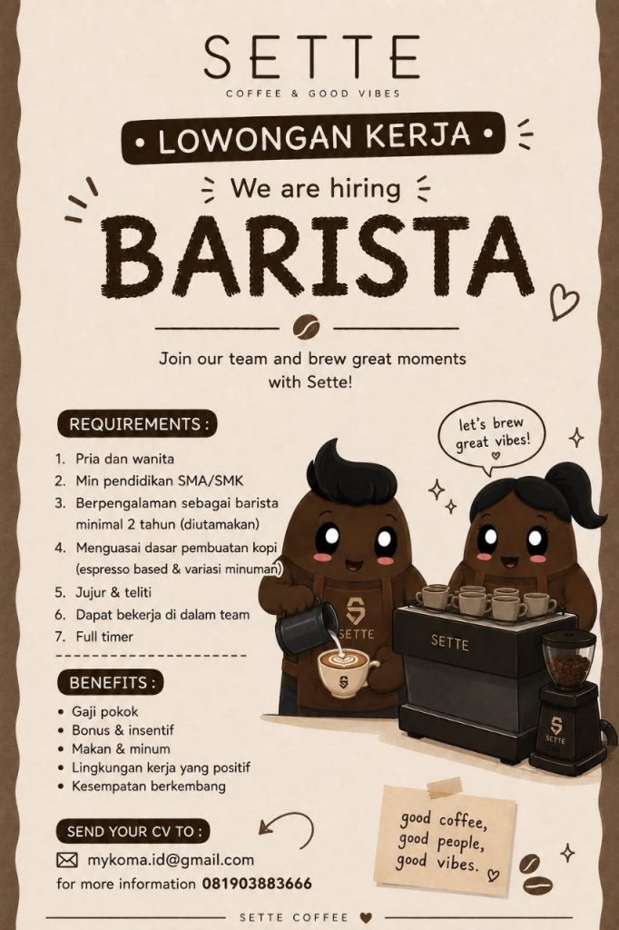 Poster lowongan Sette Coffee