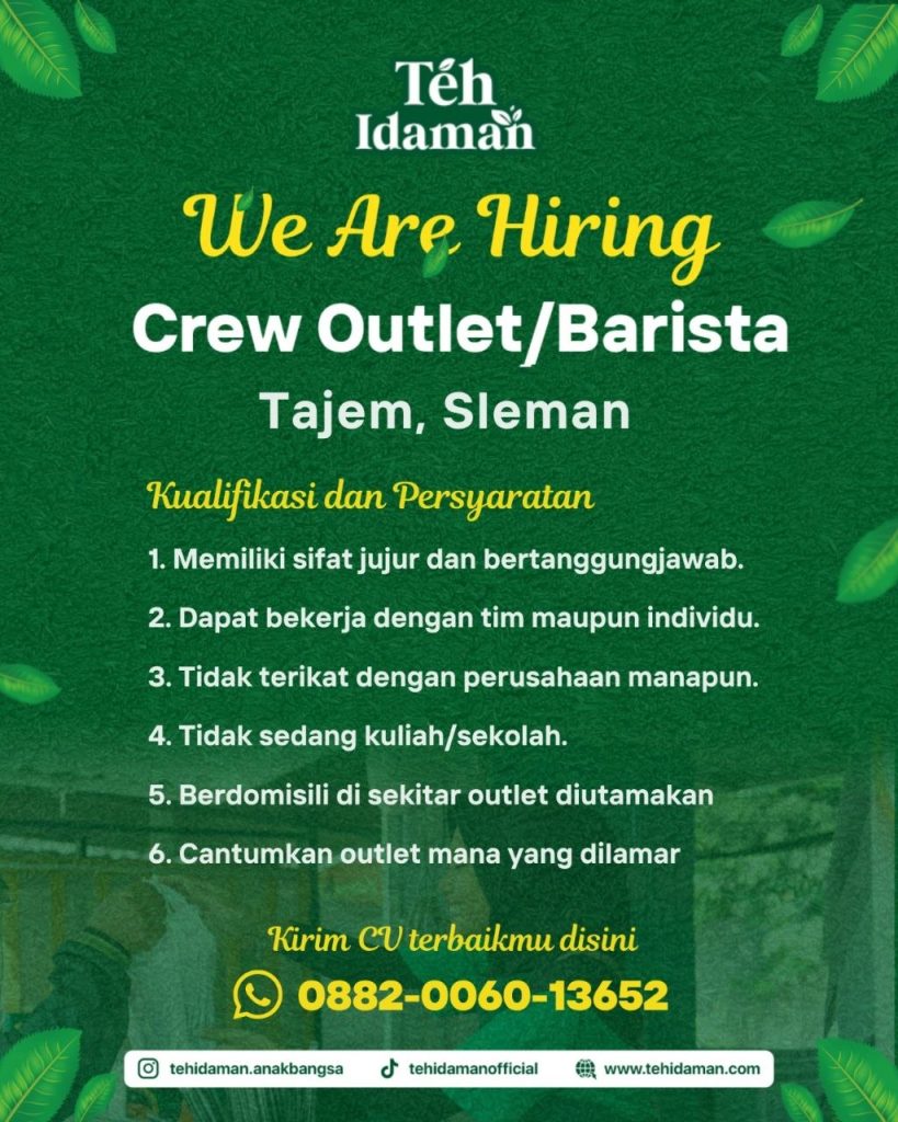 Poster lowongan Teh Idaman