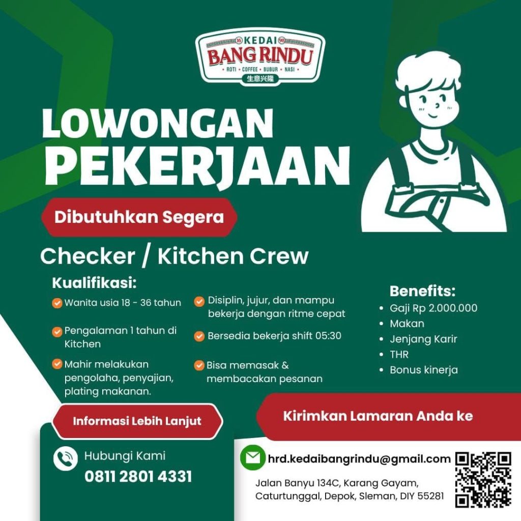 Poster lowongan Kedai Bang Rindu