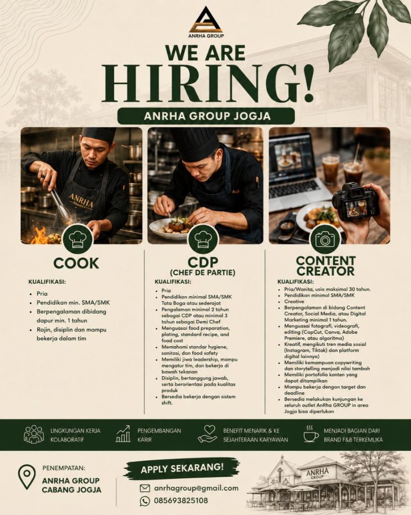 Poster lowongan AnRha Group