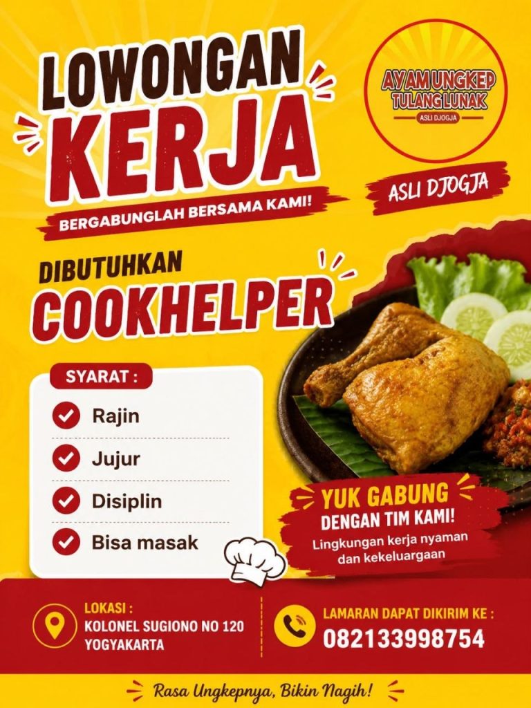 Poster lowongan Ayam Ungkep Tulang Lunak ASLI DJOGJA