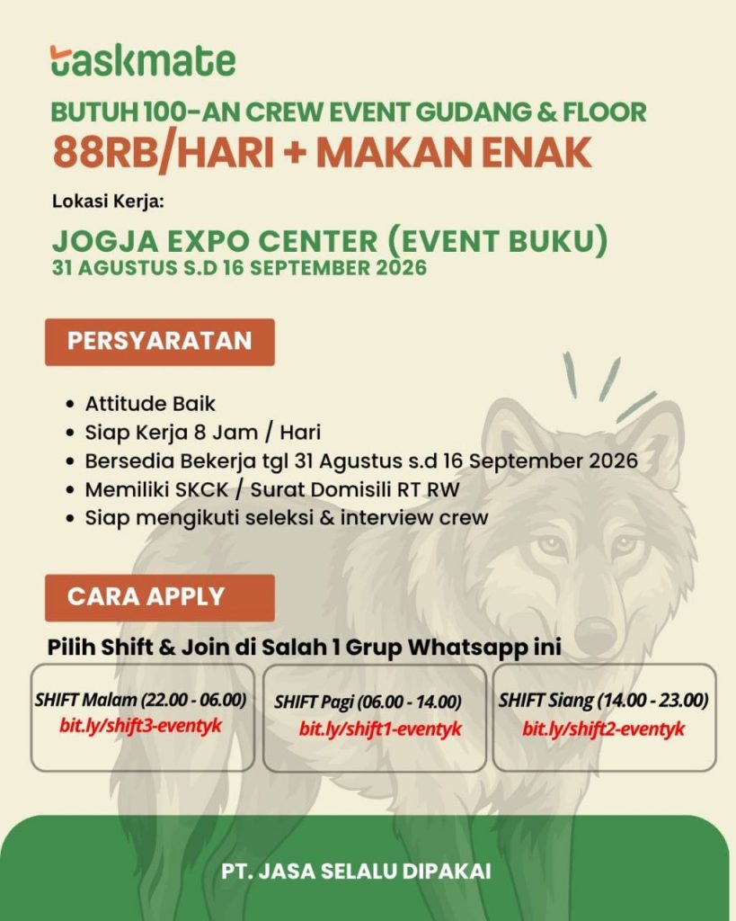 Poster lowongan PT. Jasa Selalu Dipakai
