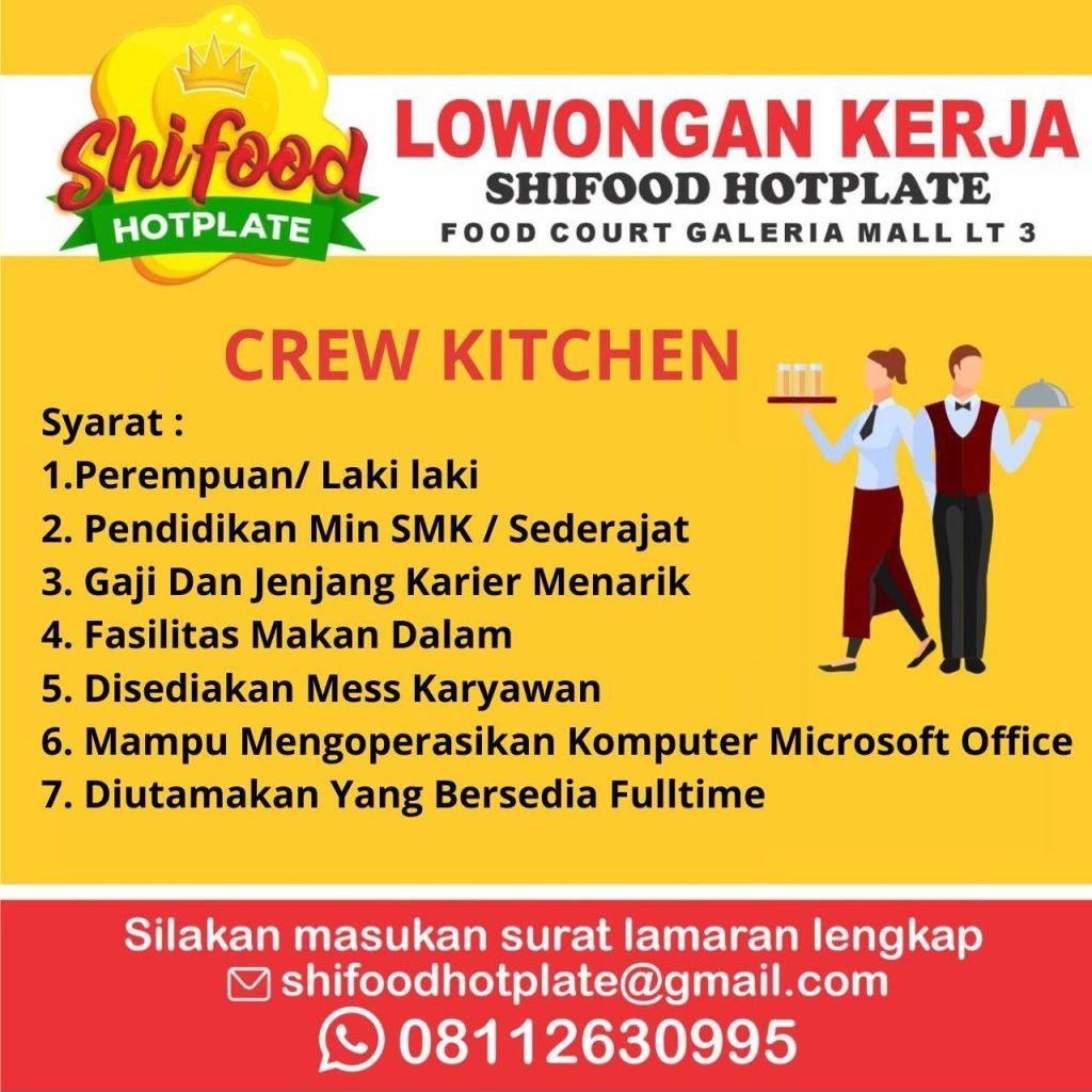 Poster lowongan Shifood Hotplate