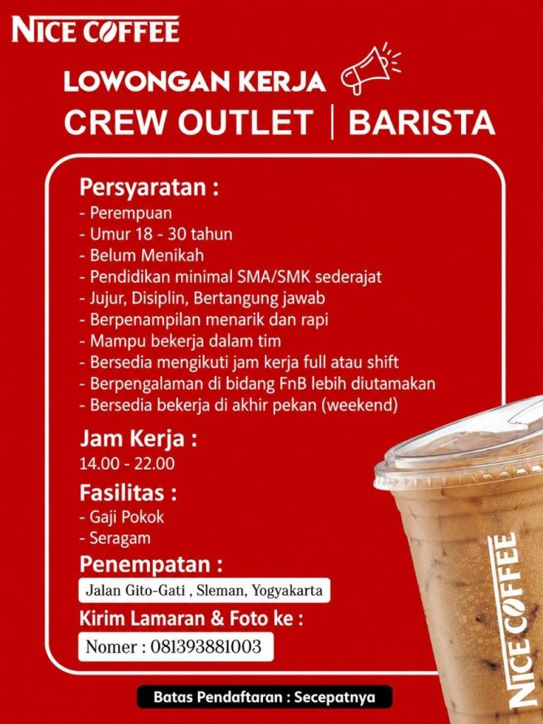 Poster lowongan Nice Coffee