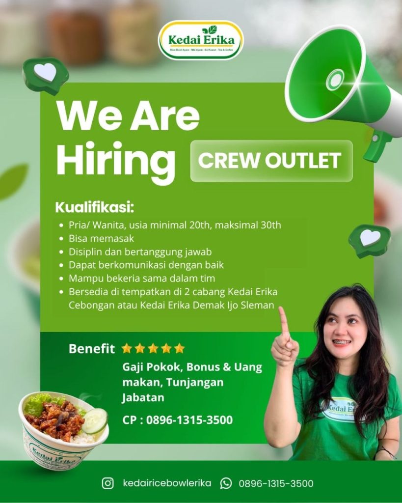 Poster lowongan Kedai Erika