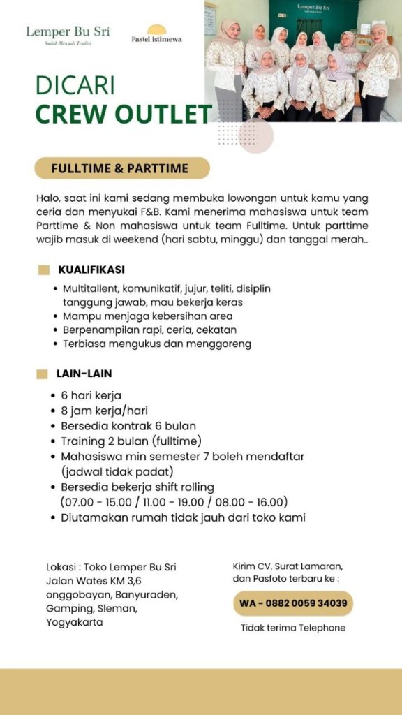 Poster lowongan Lemper Bu Sri