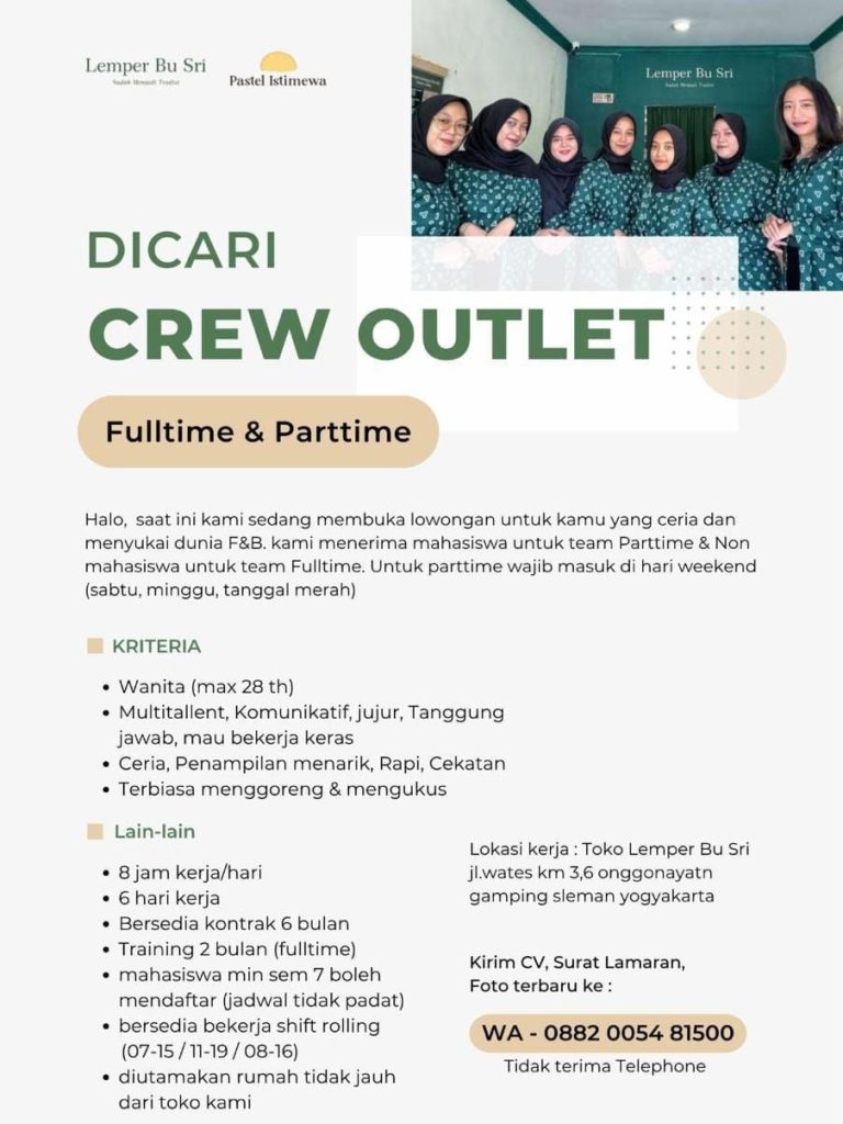 Poster lowongan Lemper Bu Sri