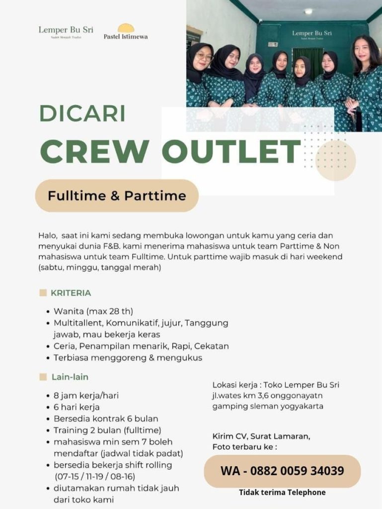 Poster lowongan Lemper Bu Sri
