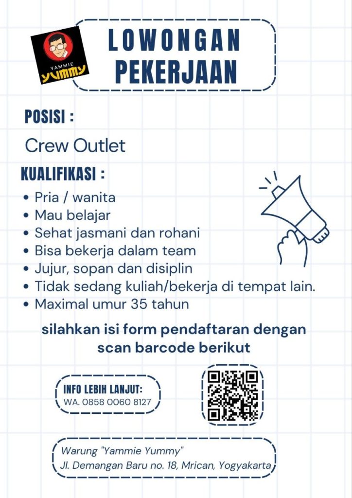 Poster lowongan Warung Yammie Yummy