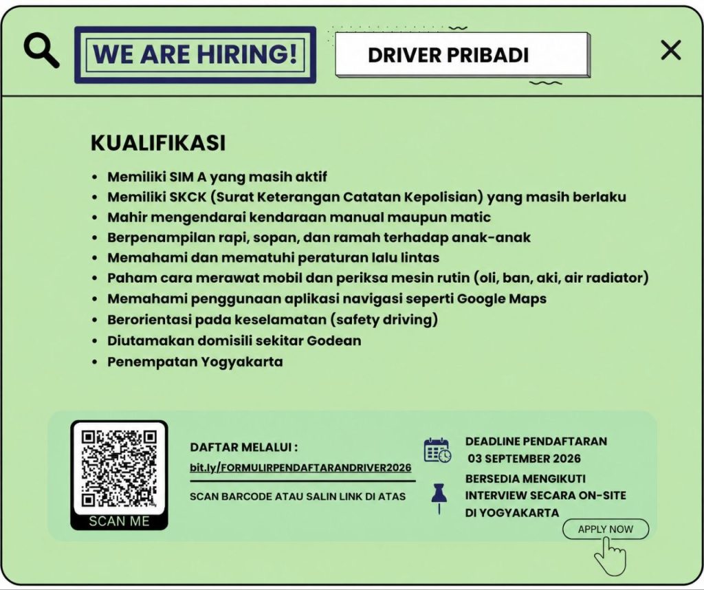 Poster lowongan LOKER JOGJA