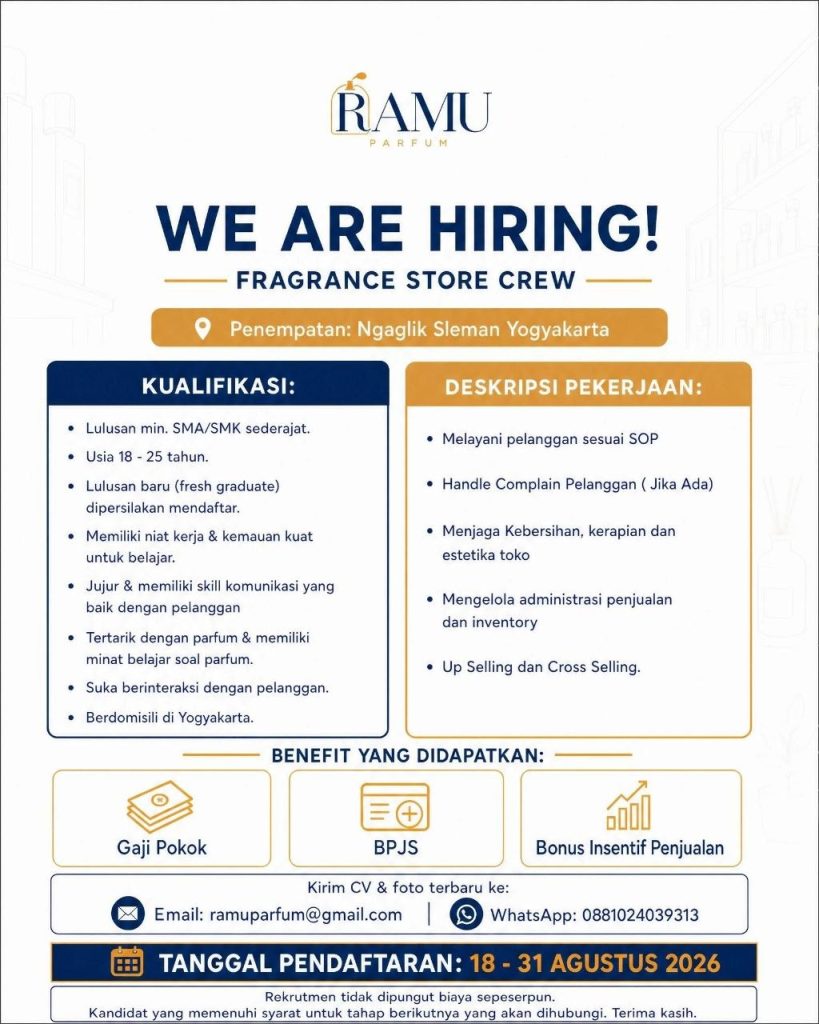 Poster lowongan Ramu Parfum