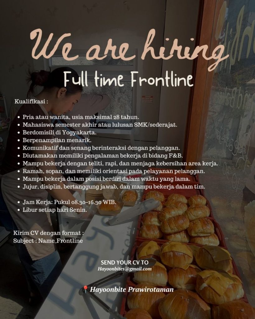 Poster lowongan Hayoonbite Prawirotaman