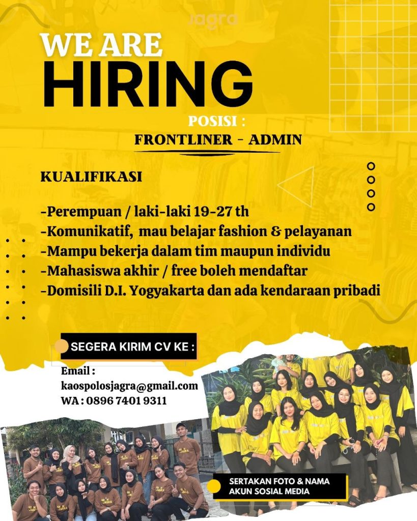 Poster lowongan Kaos Polos Jagra