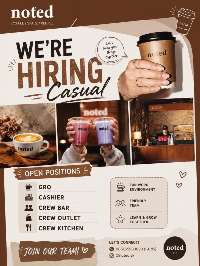 Poster lowongan Noted Coffee