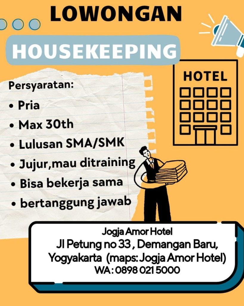 Poster lowongan Jogja Amor Hotel