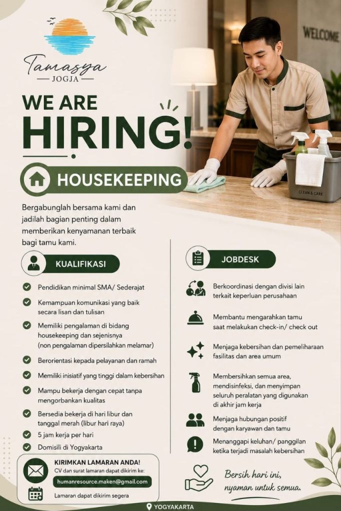 Poster lowongan Tamasya Jogja