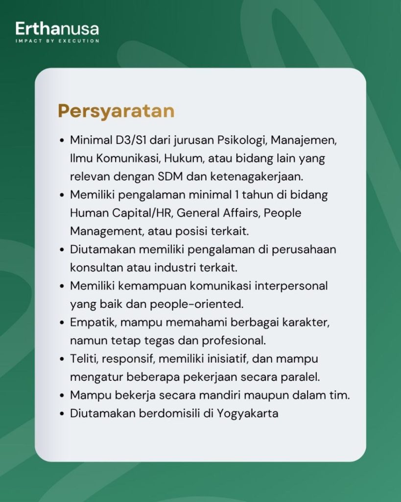 Poster lowongan Erthanusa