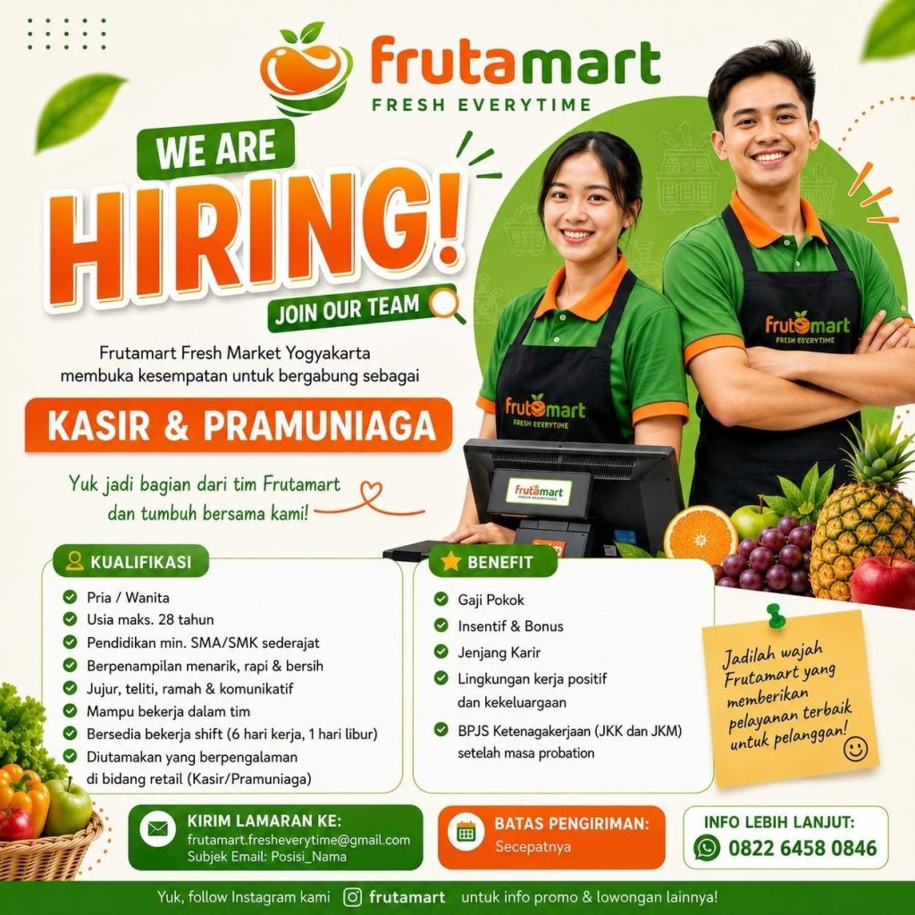 Poster lowongan Frutamart Fresh Market Yogyakarta