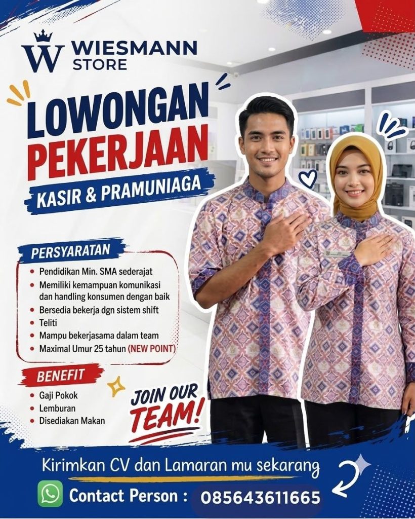 Poster lowongan Wiesmann Store
