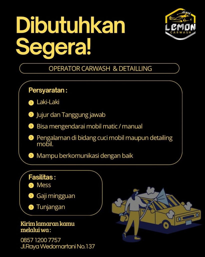 Poster lowongan Lemon Carwash