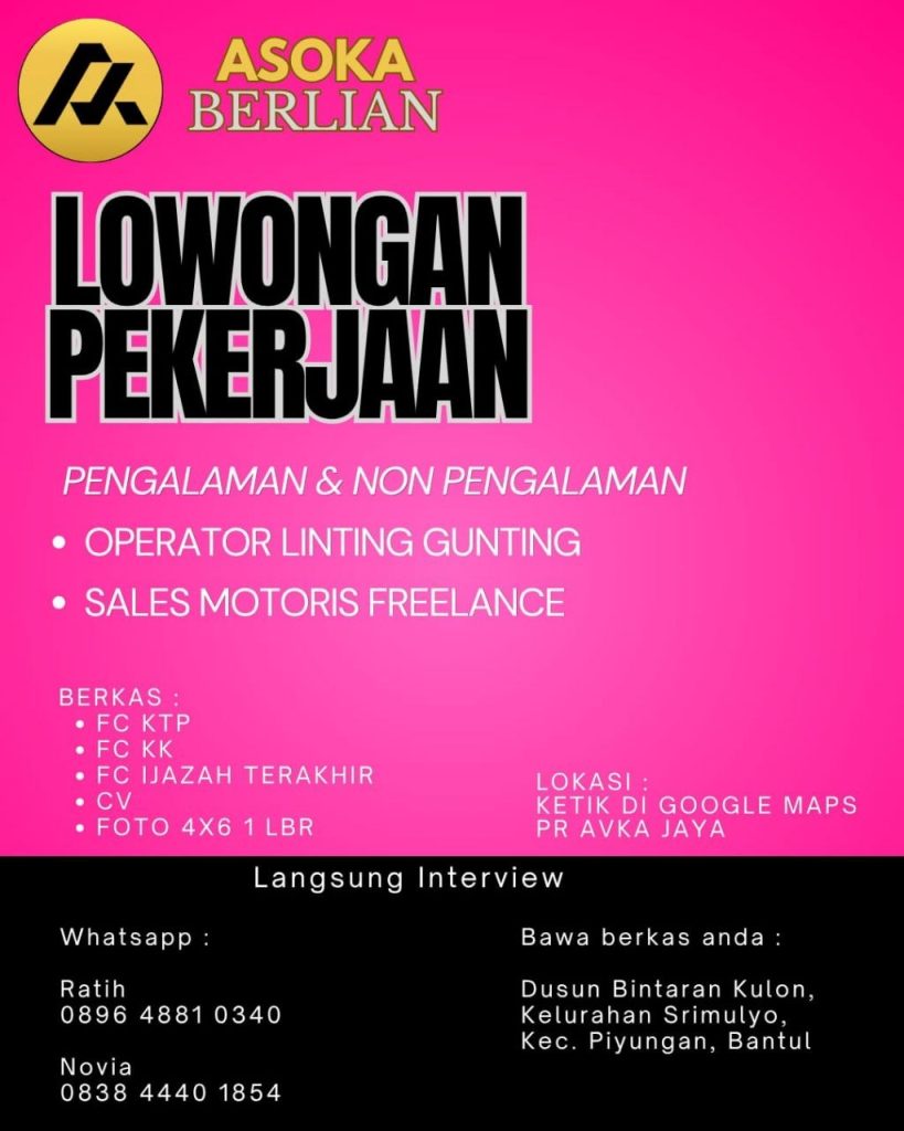 Poster lowongan Asoka Berlian
