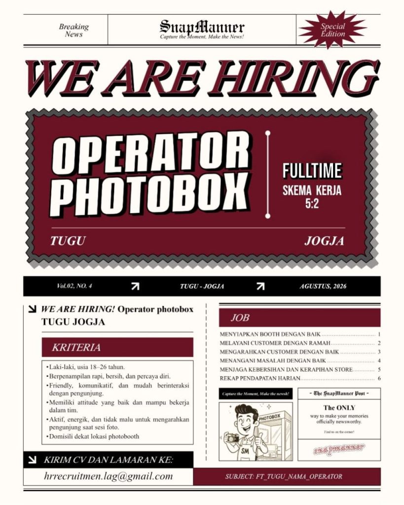 Poster lowongan Tugu Jogja