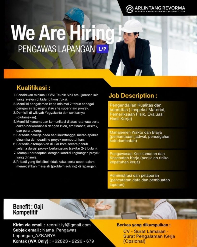 Poster lowongan Arlintang Revorma