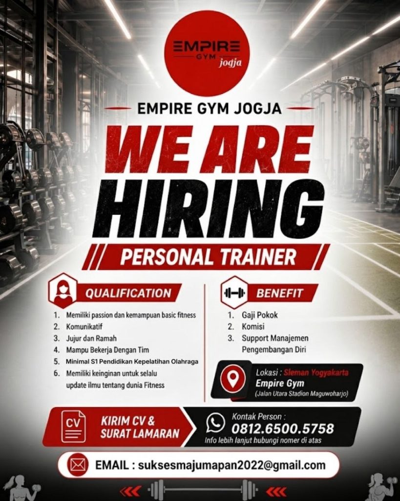 Poster lowongan Empire Gym Jogja