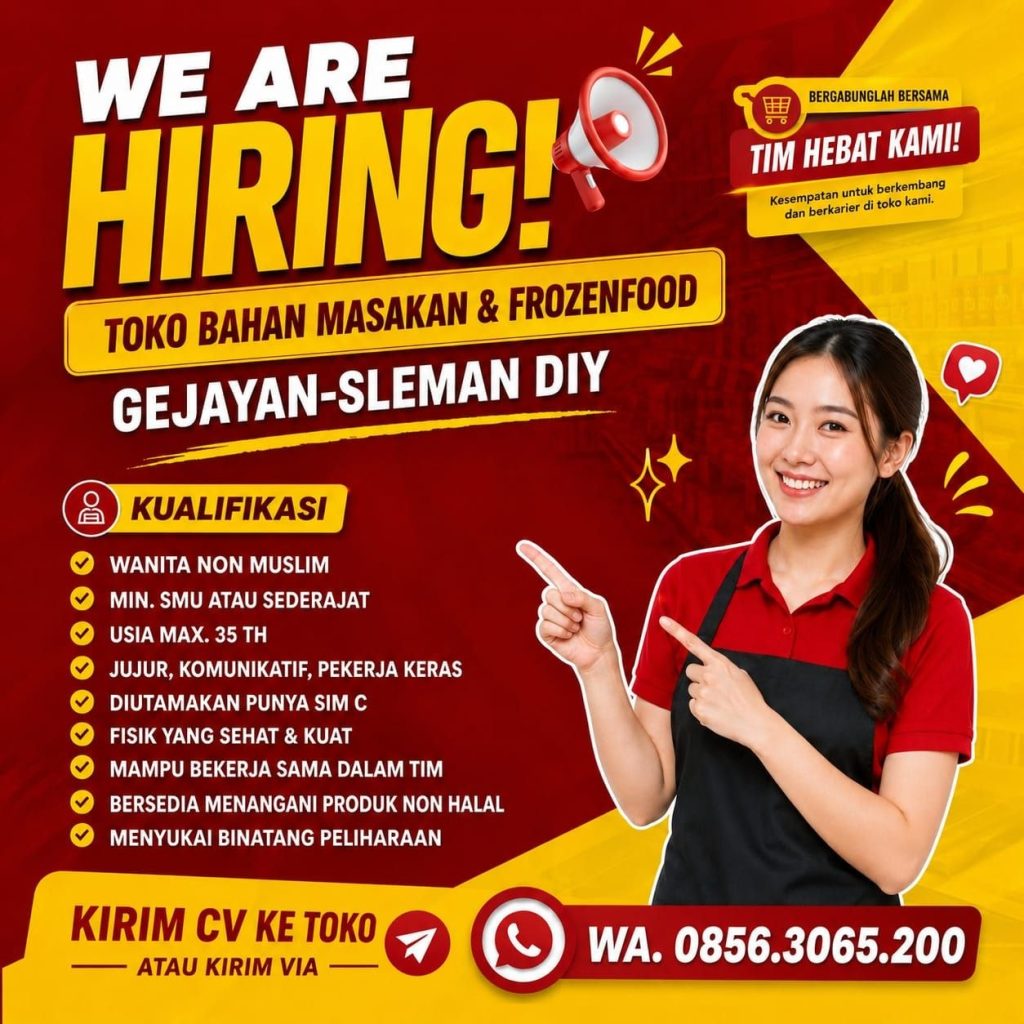 Poster lowongan Toko Bahan Masakan & Frozenfood