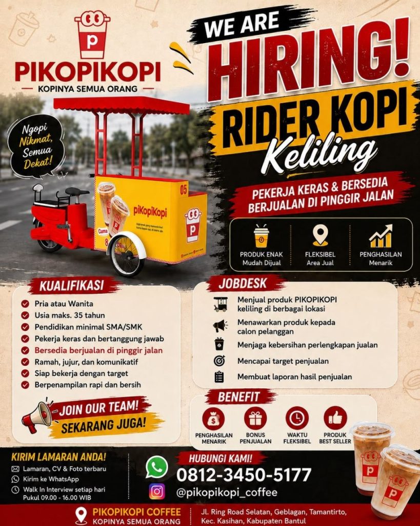 Poster lowongan PIKOPIKOPI COFFEE