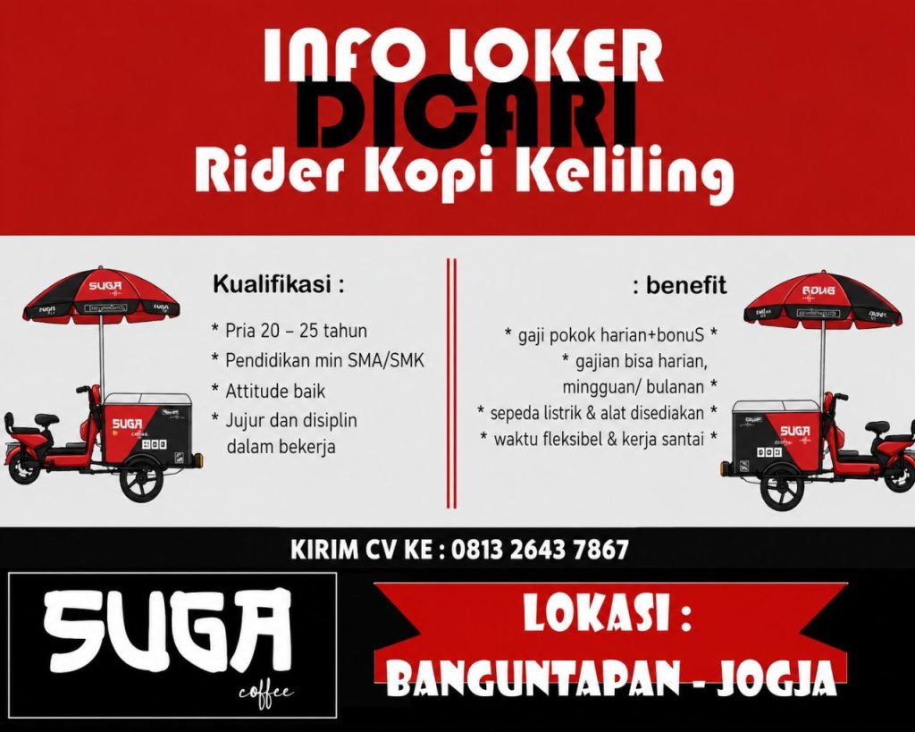 Poster lowongan SUGA Coffee