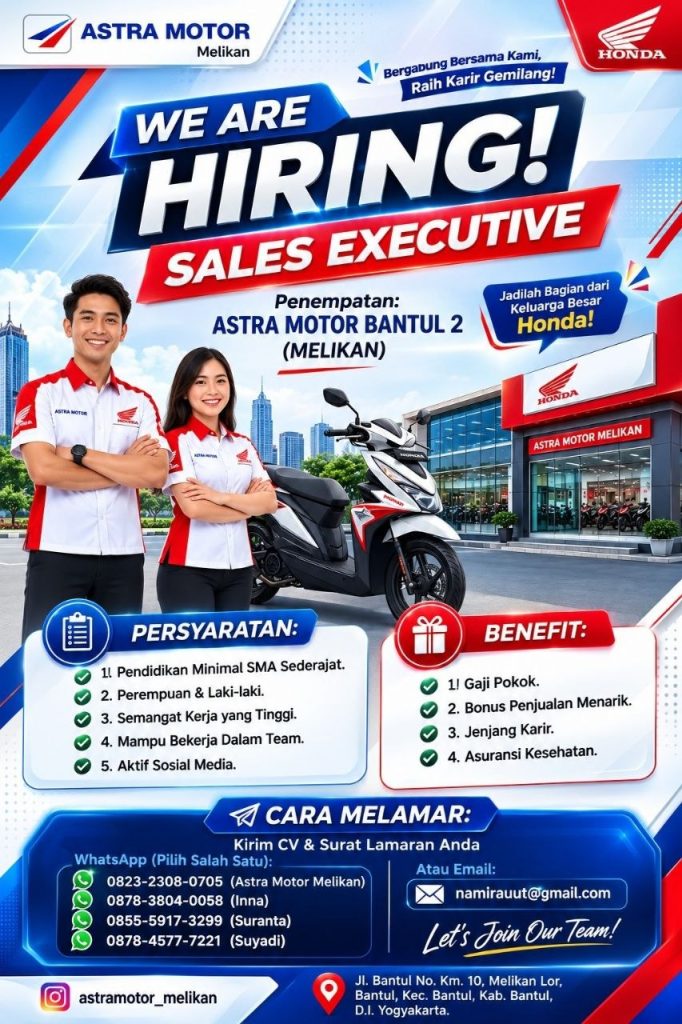 Poster lowongan Astra Motor Melikan