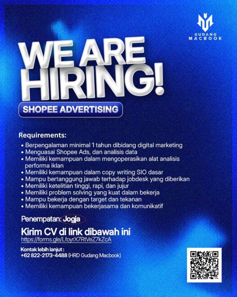 Poster lowongan Gudang Macbook