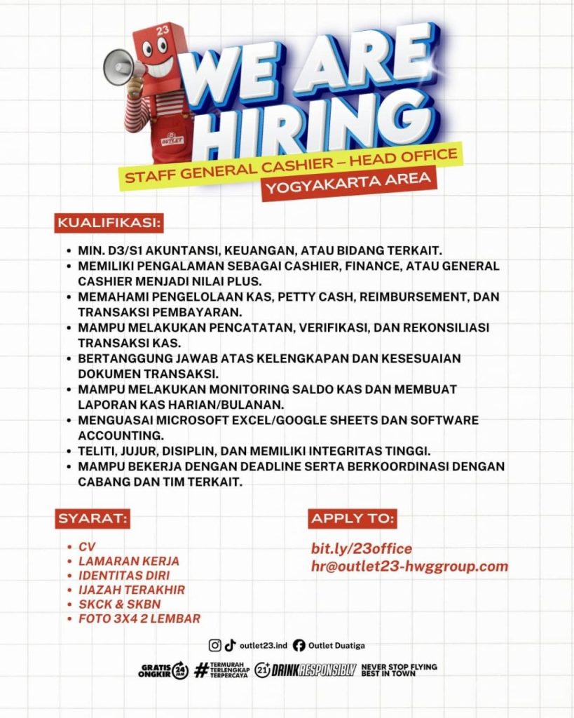 Poster lowongan Outlet 23