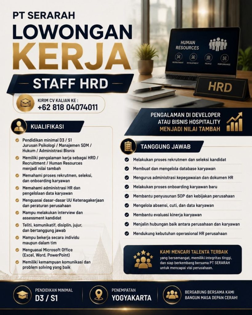 Poster lowongan BGI (Bangor Group Indonesia)
