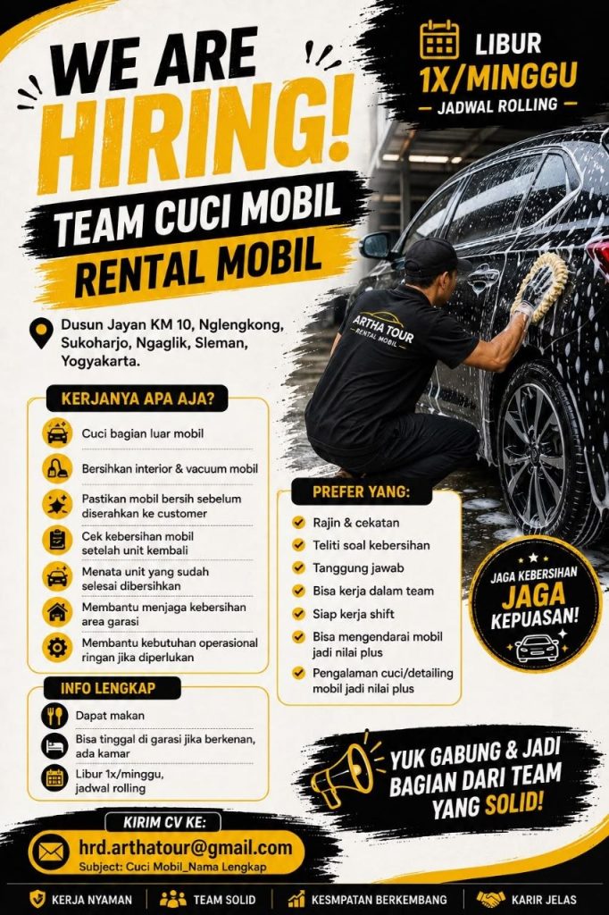 Poster lowongan Artha Tour