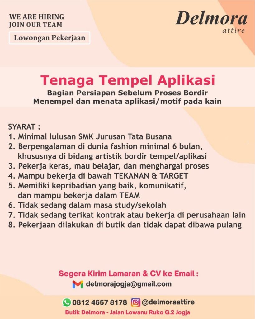 Poster lowongan Delmora attire