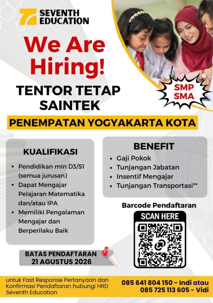Poster lowongan Seventh Education