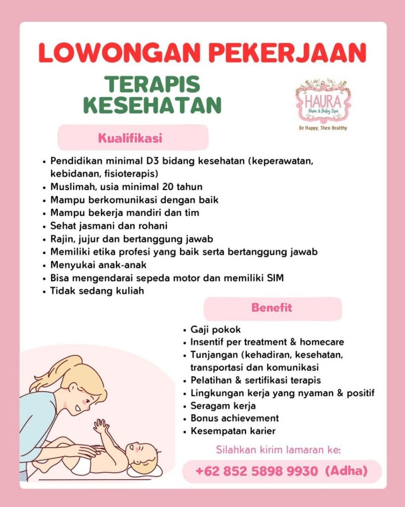 Poster lowongan Haura Mom & Baby Spa
