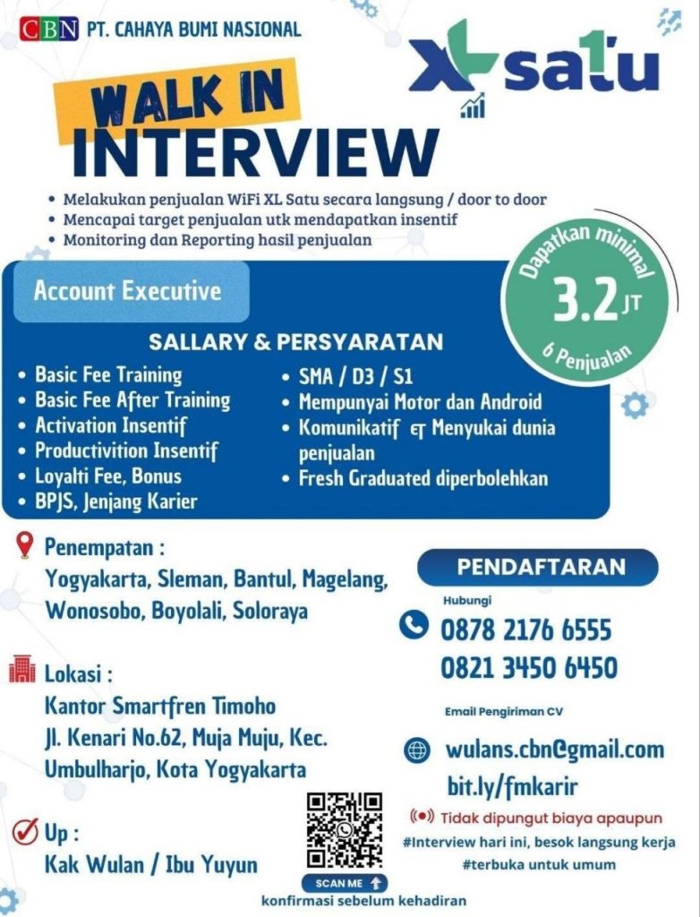 Poster lowongan PT. Cahaya Bumi Nasional